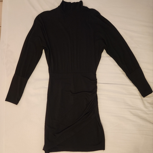 Black Bodycon Mockneck Dress - Picture 2 of 3